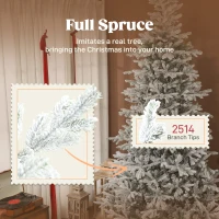 HOMCOM 9 ft Artificial Frosted Christmas Tree with Realistic Branches, Wide Full Spruce, Hinged Xmas Tree, Easy Assembly(m-5)