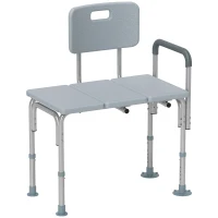 HOMCOM 6-Level Adjustable Bath and Shower Transfer Bench Aluminum Chair with Non-Slip Feet, Armrest & Backrest Grey(m-9)