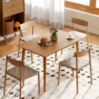 HOMCOM 47" x 30" Dining Table, Farmhouse Dining Room Table with Pine Wood Frame, Space Saving Kitchen Table, Brown