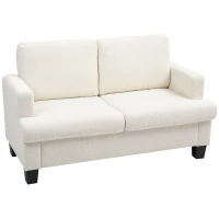 HOMCOM 54.3" Loveseat Sofa, 2 Seater Sofa with Removable Cushions, Small Couch with Wood Frame for Living Room, Cream White(m-9)