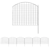 Outsunny Metal Garden Fence, Decorative Fence Set of 6, 181.1" x 38.2", Vegetable Fence, Path Border, Garden Edging, Black(m-9)