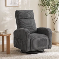 HOMCOM 360° Swivel Accent Chair, Modern Armchair with Thick Backrest & Cushion, Corduroy Upholstered, Dark Grey(m-1)