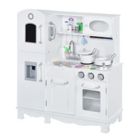 Qaba Large Kids Kitchen Playset With Telephone, Water Dispenser Simulation Cooking Set(m-11)