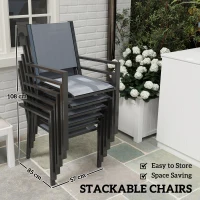 Outsunny 7 Piece Outdoor Dining Set with 6 Stackable Chairs, Rectangle Table, WPC Slatted Top, Rust-Resistant Steel Frame(m-4)