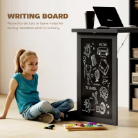 HOMCOM Fold-out Convertible Office Desk, Wall Mount Computer Desk with Blackboard and Side Shelf, Black(m-7)