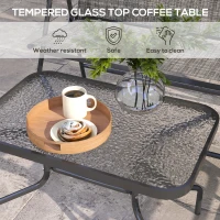 Outsunny Outdoor 4 Pieces Patio Furniture Set, Garden Set with Two Foldable Armchairs, a Loveseat & Glass Top Table, Mixed Grey(m-6)