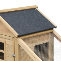 PawHut 69" Wooden Chicken Coop, Poultry Cage Hen House with Connecting Ramp, Removable Tray, Ventilated Window and Nesting Box, Natural(m-9)
