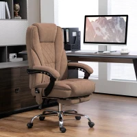 Vinsetto Massage Office Chair, Reclining Computer Chair with Adjustable Height and Footrest, Brown(m-8)