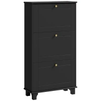 HOMCOM Narrow Shoe Storage with 3 Flip Drawers and Adjustable Shelves, Shoe Cabinet Organizer for 12 Pairs of Shoes, Black(m-2)
