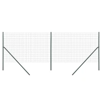 Outsunny Garden Fence Barrier, Welded Fence Roll, Includes Posts & Support Braces, Green Plastic-Coated Steel(m-2)
