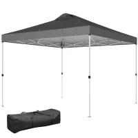 Outsunny Pop Up Canopy Waterproof Canopy Tent with Carrying Bag for Parties Garden BBQs 9.8' x 9.8', Dark Grey(m-2)