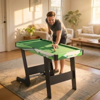 Soozier 41" Mini Pool Table Set Folding Billiard Table with 2 Cues, 16 Balls, Chalk, Triangle, Brush, Green(m-6)