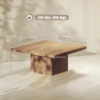 HOMCOM Square Coffee Table, Center Table with 1.6" Thick Tabletop, Natural Wood(m-3)
