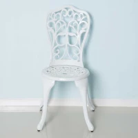 Outsunny 3 Pieces Antique Outdoor Bistro Set for 2 Patio Table and Chairs Set with Umbrella Hole White(m-7)