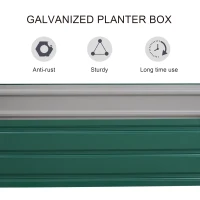 Outsunny 4' x 2' x 1' Galvanized Raised Garden Bed, Metal Garden Box with Open Bottom, Easy Assembly Outdoor Planter Box for Vegetables Flowers Herbs, Green(m-5)