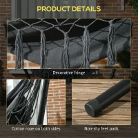 Outsunny Patio Hammock Chair with Stand, Outdoor Hammock Swing Hanging Lounge Chair with Side Pocket and Headrest, Dark Grey(m-6)
