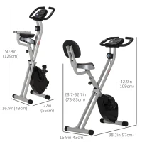 Soozier Foldable Indoor Stationary Bike with 8 Levels of Magnetic Resistance, Exercise Bike for Cardio Workout, Black(m-3)