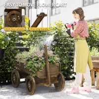 Outsunny Wooden Raised Garden Bed, Flower Cart w/ Wheels, Planters for Outdoor Plants, Backyard, Patio, Deck, Garden Decor(m-4)