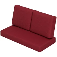 Outsunny 2 Seater 5" Thick Outdoor Seat Cushions with 7" Backrest, Loveseat Outdoor Furniture Cushions, Wine Red(m-2)