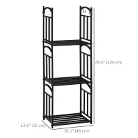 Outsunny 3-Tier Firewood Rack Heavy Duty Wood Storage Log Stacking Shelf with Hanging Hooks, Outdoor Indoor Use, Black(m-3)