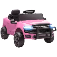 Qaba 12V Ride on Car, Licensed Dodge RAM 3500 Electric Vehicle with Remote Control, Suspension for 3-5 Years, Pink(m-9)