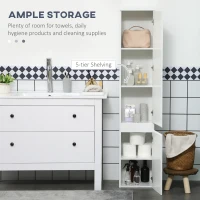 kleankin Tall Bathroom Cabinet, Freestanding Storage Organizer with Adjustable Shelves and Cupboards, 11.8" x 11" x 6", White(m-4)