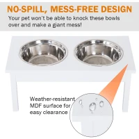 PawHut 23" Wooden Heavy Duty Dog Food Bowls Pet Elevated Feeding Station -White(m-5)