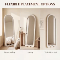 HOMCOM 64" x 24" Full Length Mirror, Floor Mirror Hanging or Wall Mount, with Arched Wavy Bottom Velvet Frame for Bedroom(m-7)