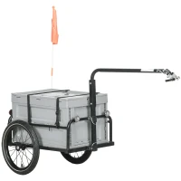 Aosom Steel Trailer for Bike, Bicycle Cargo Trailer with Foldable Storage Box and Safe Reflectors, Max Load 88LBS, Grey(m-9)