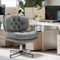 HOMCOM Computer Desk Chair, Armless Office Chair with Wide Padded Seat and Adjustable Height, Grey(m-7)