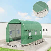 Outsunny 13' x 6' x 6' Outdoor Walk-in Tunnel Greenhouse Portable Plant Gardening Warm House with PE Cover Green(m-3)