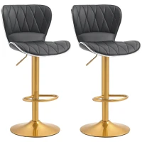 HOMCOM Counter Height Bar Stools Set of 2, Adjustable Height Bar Chairs with Swivel Seat, PU Leather Upholstery(m-9)
