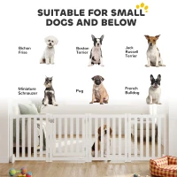 PawHut 23.5"H Foldable Dog Gate with Door, 4 Panels Freestanding Pet Gate Barriers Indoor with Support Feet, Puppy Fence for Dogs, White(m-4)