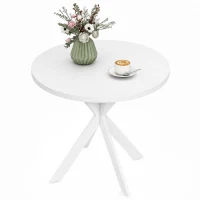 HOMCOM 29" Dining Table, Contemporary Round Kitchen Table with Steel Legs, White(m-9)