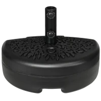 Outsunny Plastic Half Round Umbrella Base, Sand or Water Filled Half Patio Umbrella Stand Holder 40lb Water or 46lb Sand, Black(m-11)