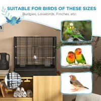 PawHut 22" Bird Cage for Budgie Finches Canaries Love Birds with Wooden Stands, Slide-Out Tray, Handles, Food Containers, Black(m-6)