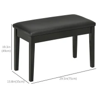 HOMCOM Classic Piano Bench Stool, PU Leather Padded Keyboard Seat with Rubber Wood Legs and Music Storage Compartment, Smooth Seat, Black(m-3)