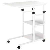 HOMCOM Mobile Standing Desk, Adjustable Height 31.5 inch Stand Up Desk with Wheels for Home Office, White(m-9)