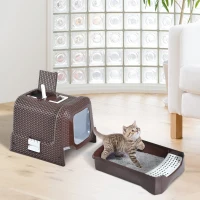 PawHut D31-002 Deluxe Cat Litter Pan, Coffee(m-8)