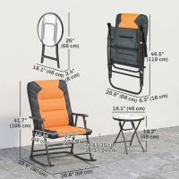 Outsunny 3-Piece Outdoor Foldable Rocking Chair Set, Orange(m-3)