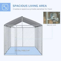 PawHut 13' x 7.5' x 7.5' Dog Kennel, Outdoor Dog Run with Waterproof, UV Resistant Roof, Lockable Door for Large-Sized Dogs, Silver(m-4)
