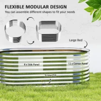 Outsunny 5 x 2.5 x 2 ft Galvanized Raised Garden Bed, Easy DIY Oval Planter Box with Safety Edging and Gloves, Silver(m-4)