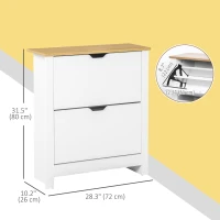 HOMCOM Shoe Storage Cabinet with 2 Flip Drawers and Adjustable Shelves for 8-12 Pairs of Shoes, White(m-3)