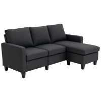 HOMCOM L-Shape Sofa, Modern Sectional Couch with Ottoman, Corner Sofa for Living Room, Dark Grey(m-9)
