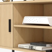 HOMCOM TV Stand Cabinet for TVs up to 65 Inches, TV Unit with Storage Shelves and Cabinets for Living Room, Oak Tone(m-9)