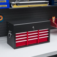 HOMCOM 6 Drawer 24" Portable Tool Box with Top Case, Ball Bearing Slides, Metal Tool Chest for Garage, Household and Warehouse(m-1)