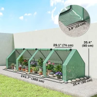 Outsunny Portable Mini Greenhouse Tunnel Growing Tent Plants Flower Warm House w/ Zippered Roll-up Doors, Green(m-3)
