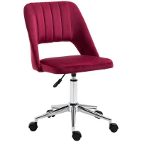 Vinsetto Mid Back Office Chair Velvet Fabric Swivel Scallop Shape Computer Desk Chair, Red(m-2)