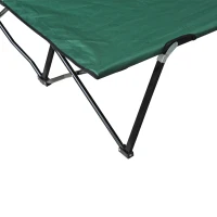 Outsunny 76" Two Person Folding Camping Cot Outdoor Portable Double Cot Wide Military Sleeping Bed w/ Carrying Bag Green(m-9)