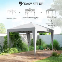 Outsunny 10 x 10 ft Pop Up Canopy Tent with Central Light, UPF 50+ Instant Portable Canopy Shelter with Remote, Light Grey(m-6)